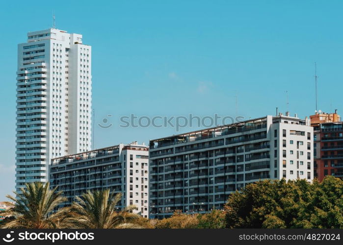 Valencia City Skyline Buildings In Summer