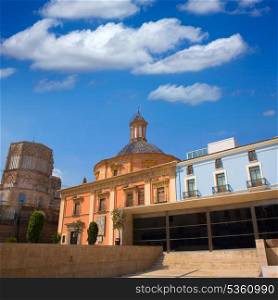 Valencia downtown cathedral and basilica in Plaza Cors Mare de Deu at Spain