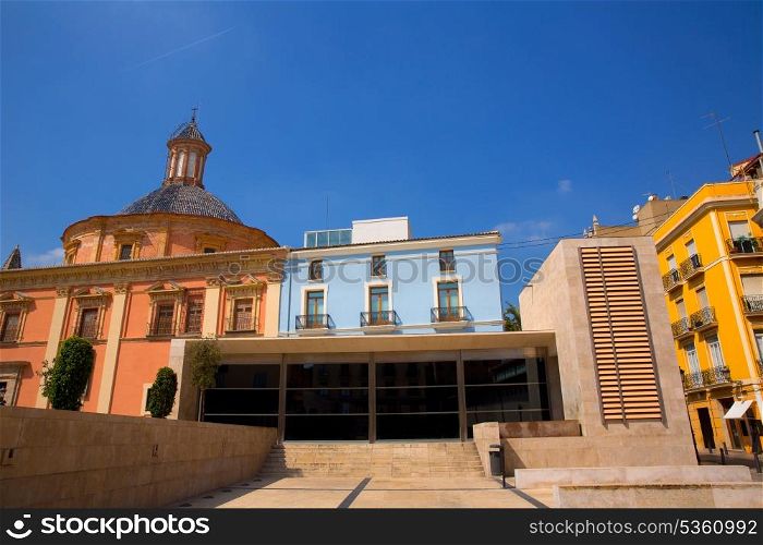 Valencia downtown cathedral and basilica in Plaza Cors Mare de Deu at Spain