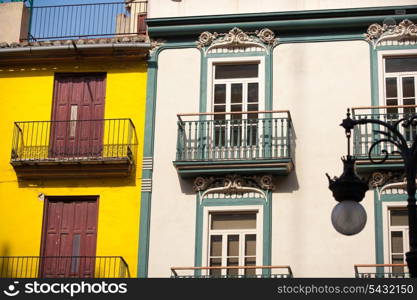 Valencia downtown facades near Central Market at Spain