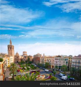 Valencia historic downtown El Miguelete and Cathedral Micalet de la Seu in spain