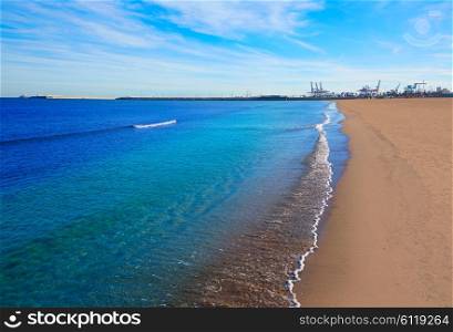 Valencia Malvarrosa beach Las Arenas in Mediterranean sea of Spain