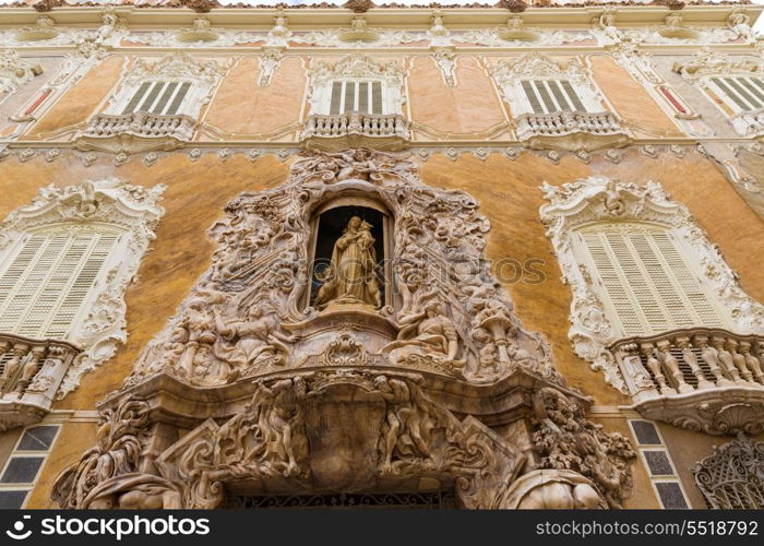 Valencia Palacio Marques de Dos Aguas palace facade in alabaster at Spain