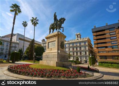 Valencia Parterre park with Alfonso Magnanimo horse statue in Spain