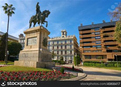 Valencia Parterre park with Alfonso Magnanimo horse statue in Spain