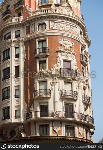 Valencia Pintor Sorolla and Juan de Austria streets meeting building in Spain