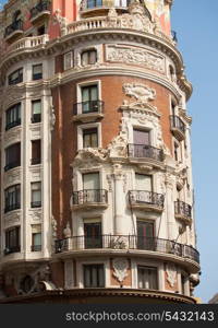 Valencia Pintor Sorolla and Juan de Austria streets meeting building in Spain