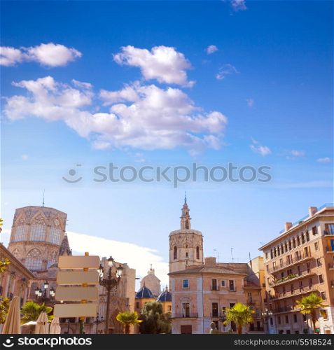 Valencia Plaza de la Virgen with cathedral and Miguelete of Spain