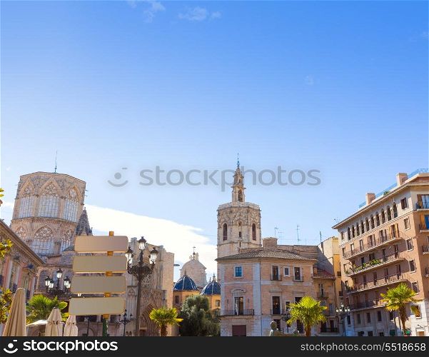 Valencia Plaza de la Virgen with cathedral and Miguelete of Spain