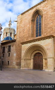 Valencia Romanesque Palau door of Cathedral in Spain with Miguelete