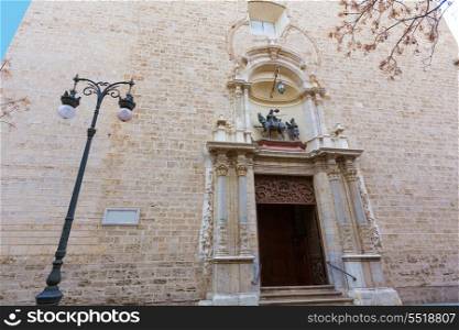Valencia San Martin church facade in San Vicente street of Spain
