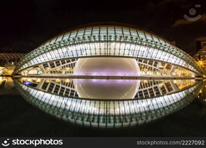 VALENCIA, SPAIN - JULY 22  City of arts and sciences designed by Santiago Calatrava architect in Valencia on July 22, 2014 in Valencia, Spain