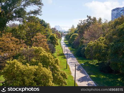 Valencia Turia park gardens view at Spain