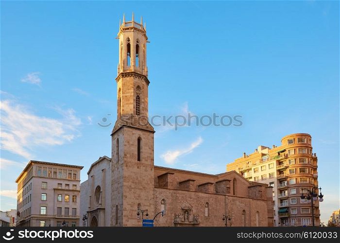 Valencia Xativa street and Sant Agusti church square in Spain San Agustin