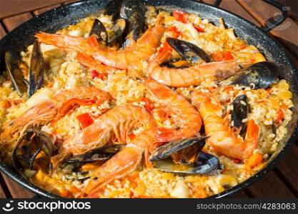 Valencian paella delicious seafood rice and prawns