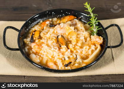 Valencian paella delicious seafood rice and prawns