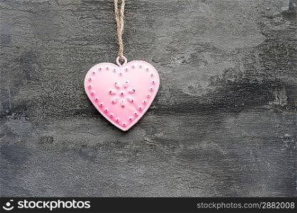 Valentine&acute;&acute;s day heart shaped ornament decoration on rustic style background