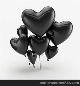 Valentine black love hearts air balloons. Generative Ai. High quality illustration. Valentine black love hearts air balloons. Generative Ai