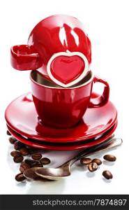 Valentine card. Chocolate and coffee for Valentine&rsquo;s Day