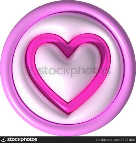 Valentine concept love heart for graphic decorate. 3d render illustation 