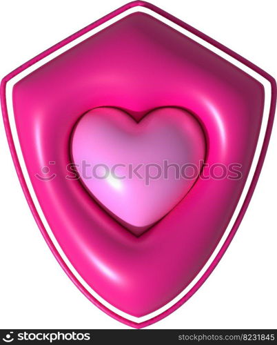 Valentine concept love heart for graphic decorate. 3d render illustation 