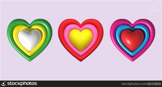 Valentine concept love heart for graphic decorate. render 3d illustation 