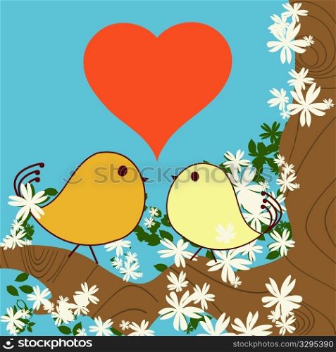 Valentine Day background with love birds