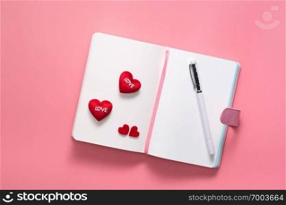 Valentine Day concept, Love daily with heart shape on pink background