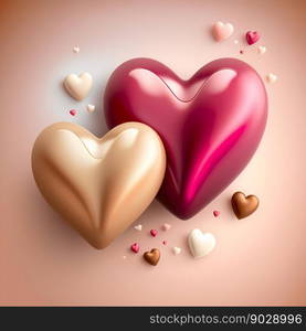 Valentine day hearts on solid background . High quality 3d illustration. Valentine day hearts on solid background 