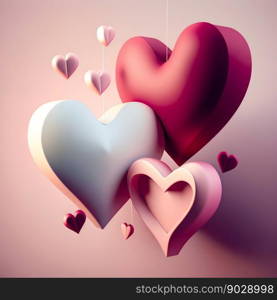 Valentine day hearts on solid background . High quality 3d illustration. Valentine day hearts on solid background 