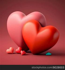Valentine day hearts on solid background . High quality 3d illustration. Valentine day hearts on solid background 