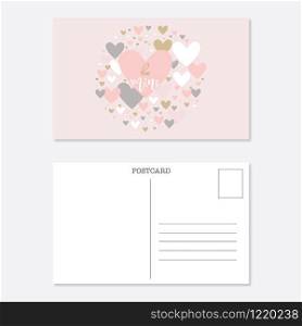 Valentine day postcard template, romantic calligraphy lettering card. Special day and wedding illustration card for print and web.