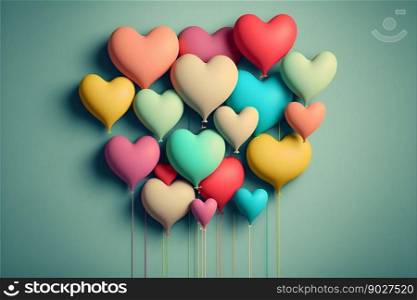 Valentine love hearts. Generative Ai. High quality illustration. Valentine love hearts. Generative Ai
