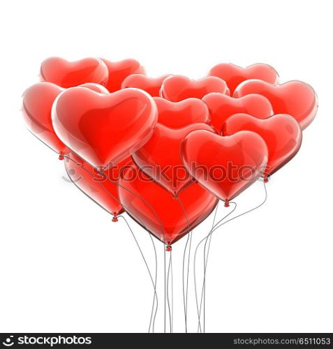 Valentine&rsquo;s balloons structure. Valentine&rsquo;s balloons structure. 3d isolated on white. Valentine&rsquo;s balloons structure