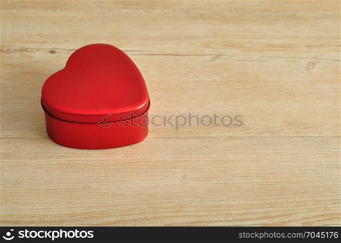 Valentine&rsquo;s Day. A red heart shape tin