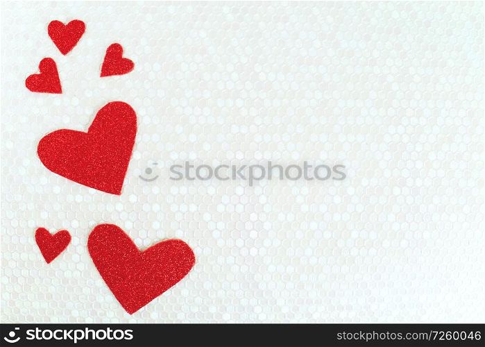 Valentine&rsquo;s day background with red hearts