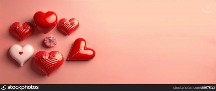 Valentine&rsquo;s Day banner with a 3D heart in a bold red color