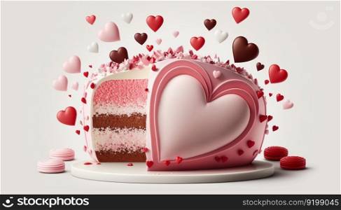 Valentine&rsquo;s Day cake background.Generative AI