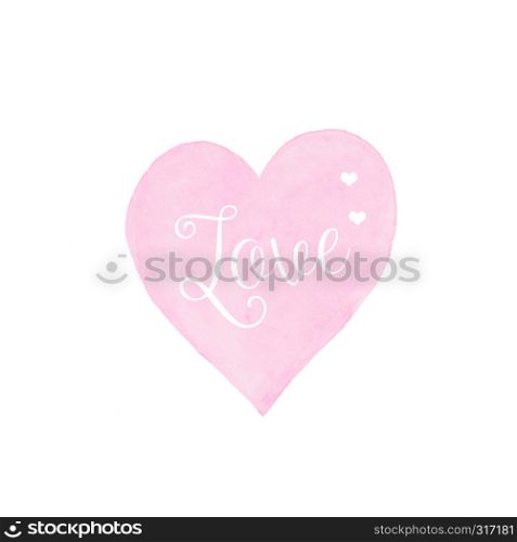 Valentine's day concept, Love on watercolor painting pink heart shape textured background, love symbolic, illustration design