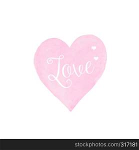Valentine's day concept, Love on watercolor painting pink heart shape textured background, love symbolic, illustration design