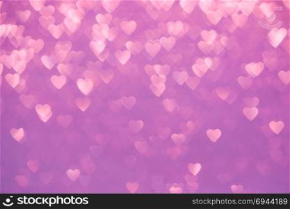 Valentine&rsquo;s Day Concept: Pink Sparklng Defocused Romantic Background of Lights Hearts..