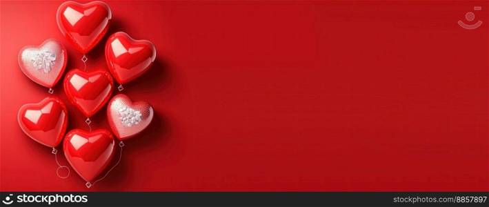 Valentine&rsquo;s Day illustration with a red 3D heart on a banner background