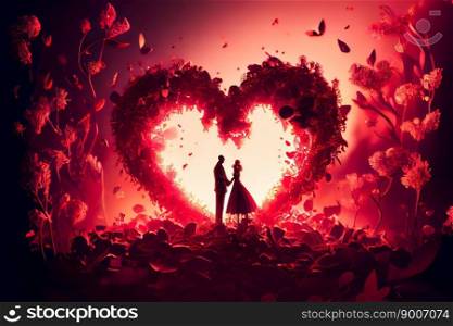 Valentine&rsquo;s day red background.  Generative AI
