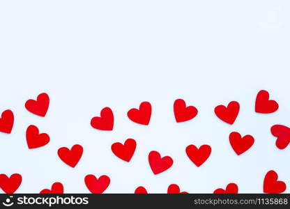 Valentine&rsquo;s day - Red hearts on white background. Copy soace