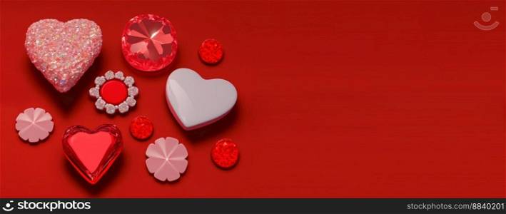 Valentine&rsquo;s Day Romance A Heart Diamond and Crystal Themed Banner and Background