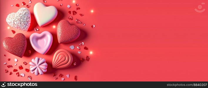 Valentine&rsquo;s Day Romance A Heart Diamond and Crystal Themed Banner and Background