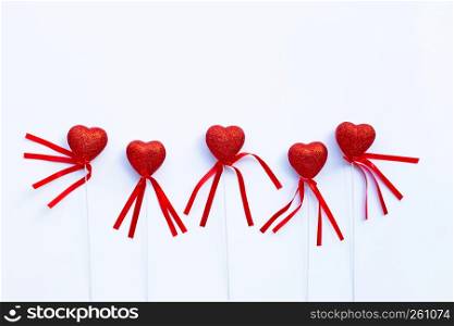 Valentine's hearts on white background, Copy space