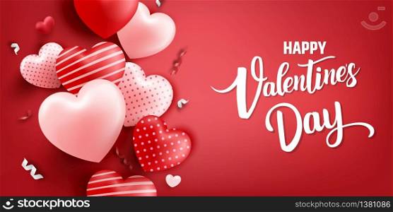 Valentine's day background concept. Valentine's day banner with hearts and decoration elements. Illustration stock