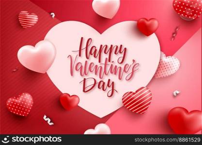 Valentine s day background concept. Valentine s day banner with hearts and decoration elements. Illustration stock