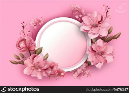 Valentine’s Day background of pink flowers.Valentines day concept. Generative AI